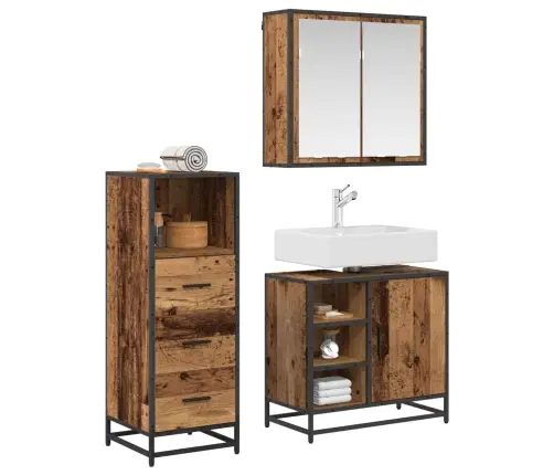 Vannas Istabas Mēbeļu Komplekts 3 Pcs Vecs Koks 65 X 33 X 60 Cm Vidaxl