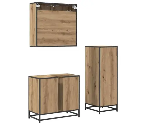 Vannitoa Mööbleset 3 Pcs Käsitöötamm 65 X 33 X 60 Cm Tehispuit Vannitoa Mööbleset 3 Pcs Käsitöötamm 65 X 33 X 60 Cm Tehispuit