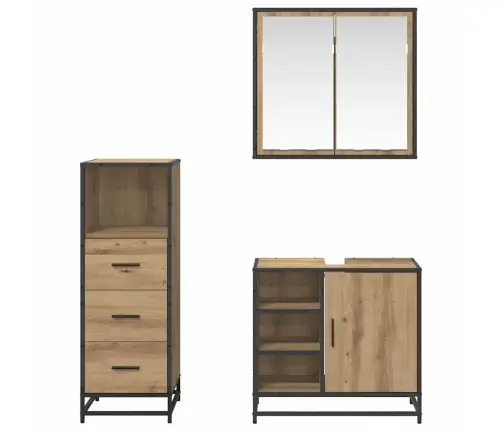 Vannitoa Mööbleset 3 Pcs Käsitöötamm 65 X 33 X 60 Cm Tehispuit Vannitoa Mööbleset 3 Pcs Käsitöötamm 65 X 33 X 60 Cm Tehispuit