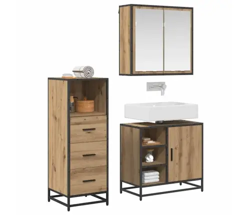 Vannitoa Mööbleset 3 Pcs Käsitöötamm 65 X 33 X 60 Cm Tehispuit Vannitoa Mööbleset 3 Pcs Käsitöötamm 65 X 33 X 60 Cm Tehispuit