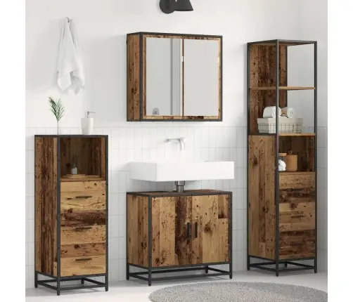 Vannas Istabas Mēbeļu Komplekts 4 Pcs Vecs Koks 65 X 33 X 60 Cm Vidaxl