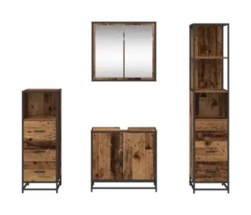 Vannas Istabas Mēbeļu Komplekts 4 Pcs Vecs Koks 65 X 33 X 60 Cm Vidaxl