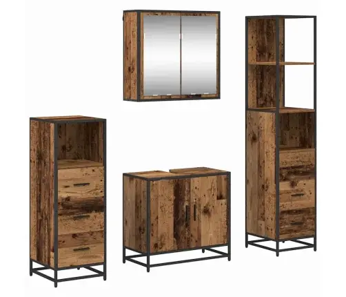 Vannas Istabas Mēbeļu Komplekts 4 Pcs Vecs Koks 65 X 33 X 60 Cm Vidaxl