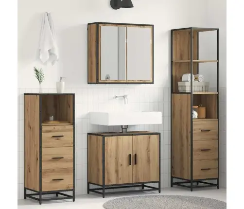 Vannas Istabas Mēbeļu Komplekts Ar Durvīm 4 Pcs Amatnieku Ozola Vidaxl Vannas Istabas Mēbeļu Komplekts Ar Durvīm 4 Pcs Amatnieku Ozola Vidaxl