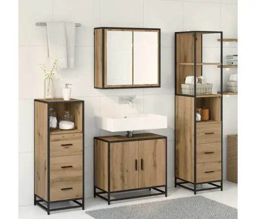 Vannas Istabas Mēbeļu Komplekts Ar Durvīm 4 Pcs Amatnieku Ozola Vidaxl Vannas Istabas Mēbeļu Komplekts Ar Durvīm 4 Pcs Amatnieku Ozola Vidaxl