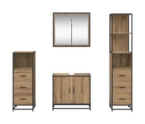 Vannas Istabas Mēbeļu Komplekts Ar Durvīm 4 Pcs Amatnieku Ozola Vidaxl Vannas Istabas Mēbeļu Komplekts Ar Durvīm 4 Pcs Amatnieku Ozola Vidaxl