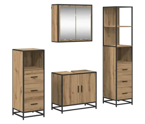 Vannas Istabas Mēbeļu Komplekts Ar Durvīm 4 Pcs Amatnieku Ozola Vidaxl Vannas Istabas Mēbeļu Komplekts Ar Durvīm 4 Pcs Amatnieku Ozola Vidaxl