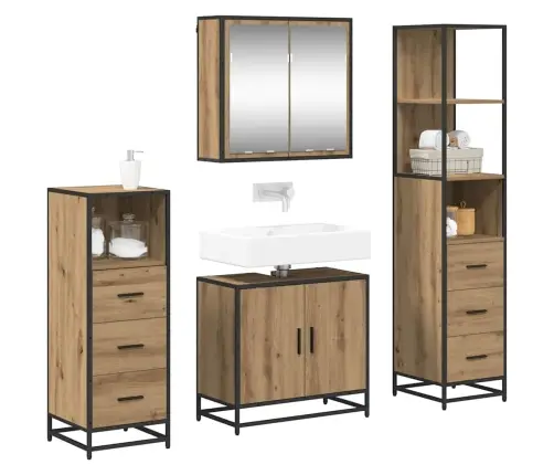 Vannas Istabas Mēbeļu Komplekts Ar Durvīm 4 Pcs Amatnieku Ozola Vidaxl Vannas Istabas Mēbeļu Komplekts Ar Durvīm 4 Pcs Amatnieku Ozola Vidaxl