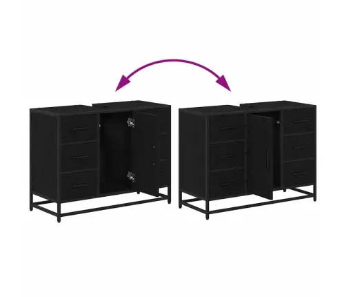 Vannas Istabas Mēbeļu Komplekts Ar Atvilktni 3 Pcs Melns Ozols Vidaxl