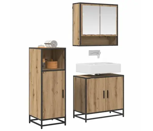 Vannas Istabas Mēbeļu Komplekts Ar Plauktu 3 Pcs Artisānā Ozols Vidaxl