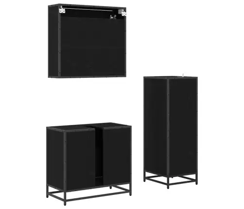 Vannas Istabas Mēbeļu Komplekts Ar Plauktu 3 Pcs Melns Ozolkoks Vidaxl