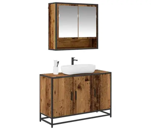 Vannas Istabas Mēbeļu Komplekts Ar Plauktu 2 Pcs Vecs Koks Vidaxl