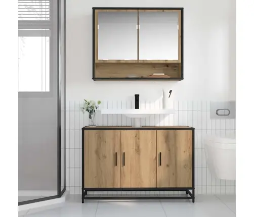 Vonios Baldų Rinkinys 2 Pcs Amatininkų Ąžuolas Apdirbta Mediena