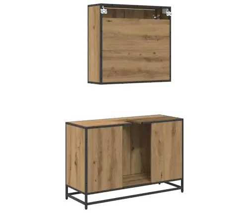 Vonios Baldų Rinkinys 2 Pcs Amatininkų Ąžuolas Apdirbta Mediena