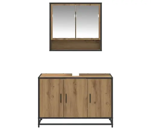 Vonios Baldų Rinkinys 2 Pcs Amatininkų Ąžuolas Apdirbta Mediena