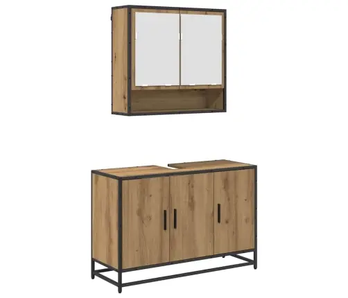 Vonios Baldų Rinkinys 2 Pcs Amatininkų Ąžuolas Apdirbta Mediena