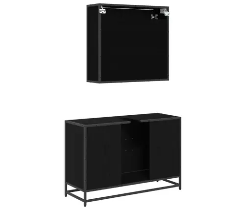 Vannas Istabas Mēbeļu Komplekts Ar Plauktu 2 Pcs Melns Ozolkoks Vidaxl