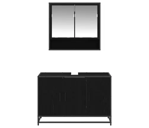 Vannas Istabas Mēbeļu Komplekts Ar Plauktu 2 Pcs Melns Ozolkoks Vidaxl