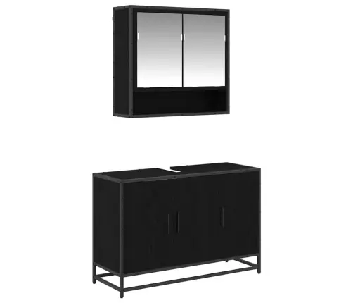 Vannas Istabas Mēbeļu Komplekts Ar Plauktu 2 Pcs Melns Ozolkoks Vidaxl