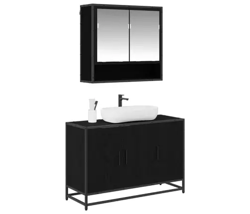 Vannas Istabas Mēbeļu Komplekts Ar Plauktu 2 Pcs Melns Ozolkoks Vidaxl