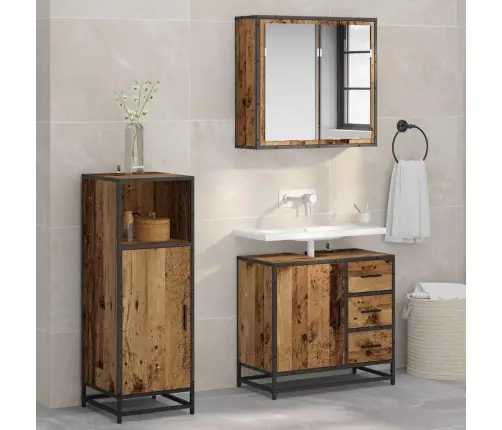 Vannas Istabas Mēbeļu Komplekts 3 Pcs Vecs Koks 65 X 33 X 60 Cm Vidaxl