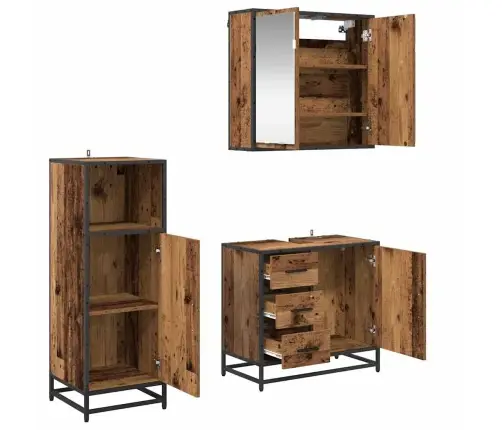 Vannas Istabas Mēbeļu Komplekts 3 Pcs Vecs Koks 65 X 33 X 60 Cm Vidaxl