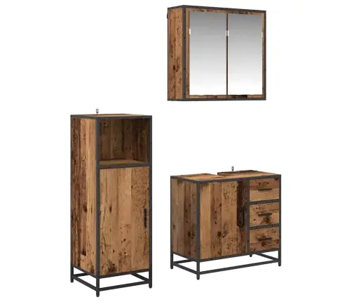 Vannas Istabas Mēbeļu Komplekts 3 Pcs Vecs Koks 65 X 33 X 60 Cm Vidaxl