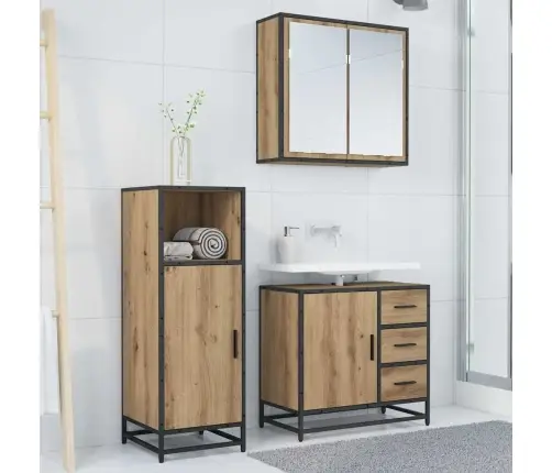 Vannas Istabas Mēbeļu Komplekts Ar Durvīm 3 Pcs Amatnieku Ozola Vidaxl