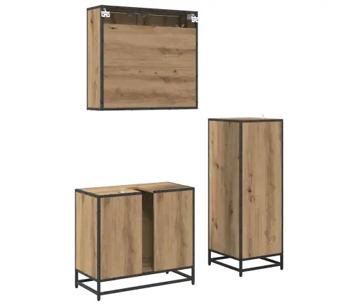 Vannas Istabas Mēbeļu Komplekts Ar Durvīm 3 Pcs Amatnieku Ozola Vidaxl