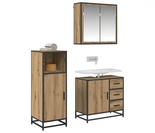 Vannas Istabas Mēbeļu Komplekts Ar Durvīm 3 Pcs Amatnieku Ozola Vidaxl