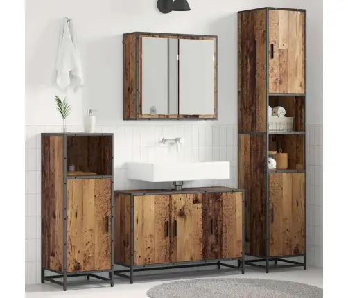 Vannas Istabas Mēbeļu Komplekts 3 Pcs Vecs Koks 90 X 33 X 60 Cm Vidaxl