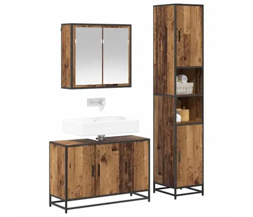 Vannas Istabas Mēbeļu Komplekts 3 Pcs Vecs Koks 90 X 33 X 60 Cm Vidaxl