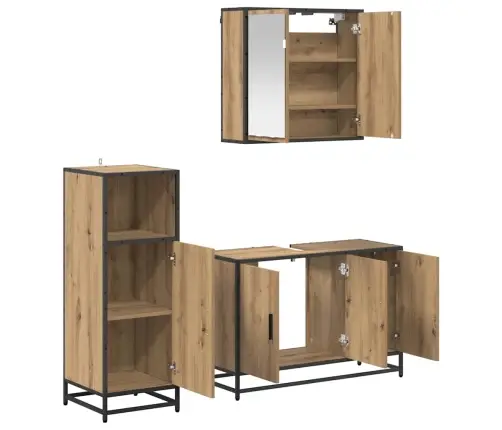 Vannas Istabas Mēbeļu Komplekts Ar Durvīm 3 Pcs Amatnieku Ozola Vidaxl