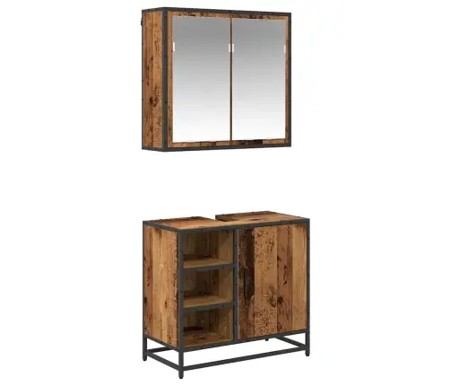 Vonios Baldų Rinkinys 2 Pcs Sena Mediena Apdirbta Mediena