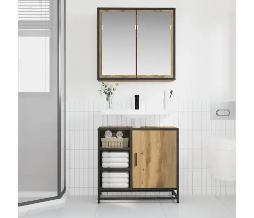 Vonios Baldų Rinkinys 2 Pcs Artisano Ąžuolo Apdirbta Mediena