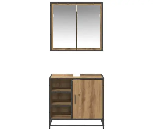 Vonios Baldų Rinkinys 2 Pcs Artisano Ąžuolo Apdirbta Mediena