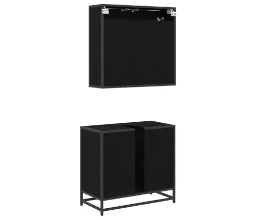 Vannas Istabas Mēbeļu Komplekts Ar Durvīm 2 Pcs Melns Ozols Vidaxl