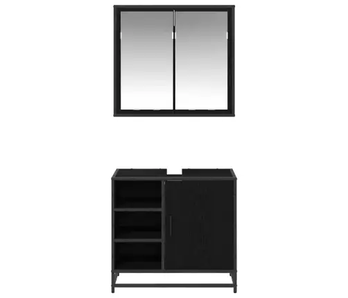 Vannas Istabas Mēbeļu Komplekts Ar Durvīm 2 Pcs Melns Ozols Vidaxl