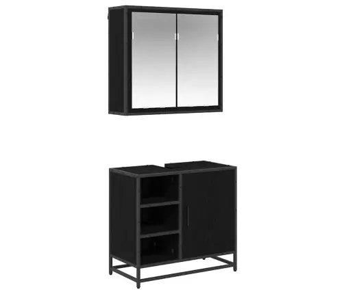 Vannas Istabas Mēbeļu Komplekts Ar Durvīm 2 Pcs Melns Ozols Vidaxl