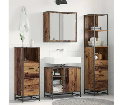 Vannas Istabas Mēbeļu Komplekts 3 Pcs Vecs Koks 65 X 33 X 60 Cm Vidaxl