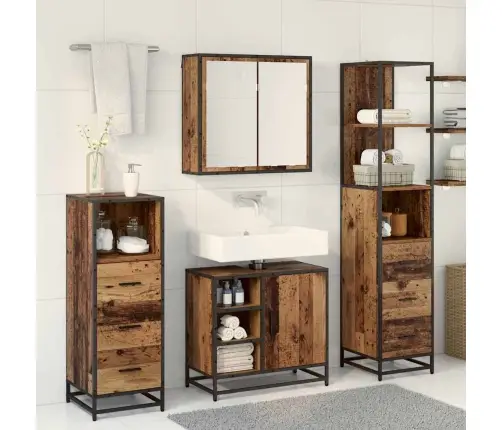 Vannas Istabas Mēbeļu Komplekts 3 Pcs Vecs Koks 65 X 33 X 60 Cm Vidaxl