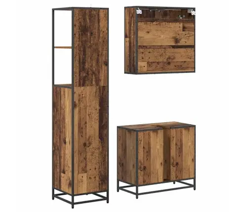 Vannas Istabas Mēbeļu Komplekts 3 Pcs Vecs Koks 65 X 33 X 60 Cm Vidaxl