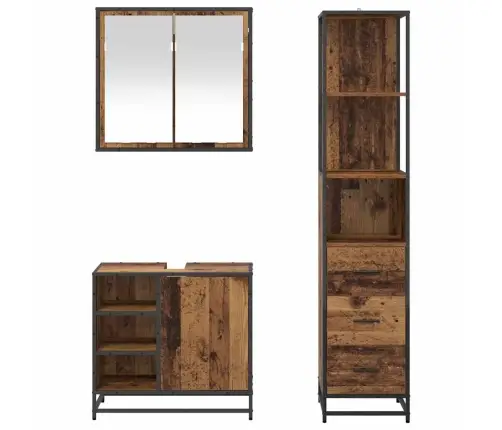 Vannas Istabas Mēbeļu Komplekts 3 Pcs Vecs Koks 65 X 33 X 60 Cm Vidaxl