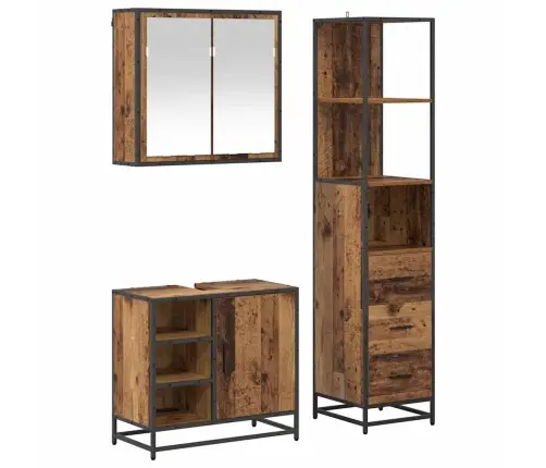 Vannas Istabas Mēbeļu Komplekts 3 Pcs Vecs Koks 65 X 33 X 60 Cm Vidaxl