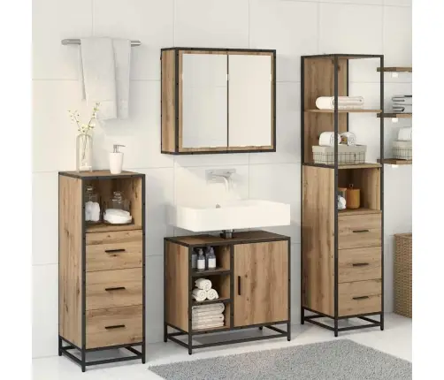 Vannas Istabas Mēbeļu Komplekts Ar Durvīm 3 Pcs Amatnieku Ozola Vidaxl Vannas Istabas Mēbeļu Komplekts Ar Durvīm 3 Pcs Amatnieku Ozola Vidaxl