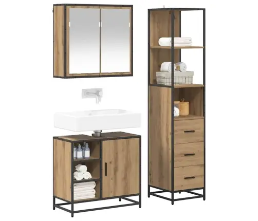 Vannas Istabas Mēbeļu Komplekts Ar Durvīm 3 Pcs Amatnieku Ozola Vidaxl Vannas Istabas Mēbeļu Komplekts Ar Durvīm 3 Pcs Amatnieku Ozola Vidaxl