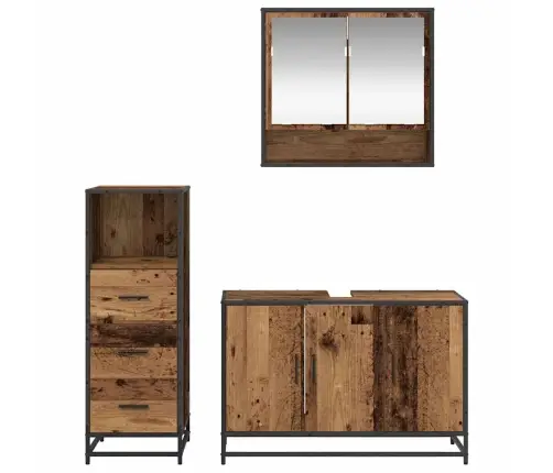 Vannas Istabas Mēbeļu Komplekts 3 Pcs Vecs Koks 90 X 33 X 60 Cm Vidaxl