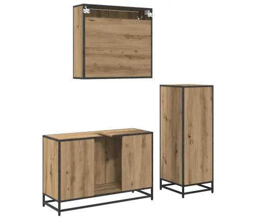 Vannas Istabas Mēbeļu Komplekts Ar Durvīm 3 Pcs Amatnieku Ozola Vidaxl
