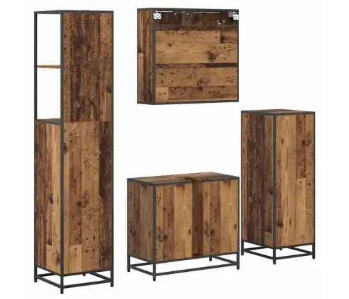 Vannitoa Mööbleset Sahtliga Riiuliga 4 Pcs Vana Puit Tehispuit