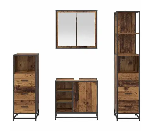 Vannitoa Mööbleset Sahtliga Riiuliga 4 Pcs Vana Puit Tehispuit